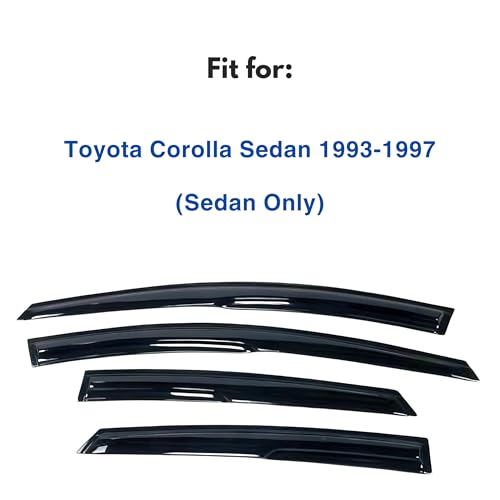 Image of IG Window Visors Fit for 1993-1997 Toyota Corolla Sedan, Out-Channel Rain Guards Vent Wind Deflectors 4PC, Car Accessories for 93-97 Corolla Sedan