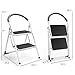 Delxo 2 Step Stool Folding Step Stool Steel Stepladders with Handgrip Anti-Slip Sturdy and Wide Pedal Steel Ladder Hold Up to 330lbs White and Black Combo 2-Feet