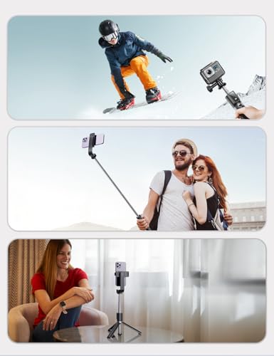 ANXRE Selfie Stick Halter mit FernauslöSer, 360° Drehbarer Tragbar 106cm Handystativhalter Stativbeine Compatible with iPhone Samsung Android Smartphone 6