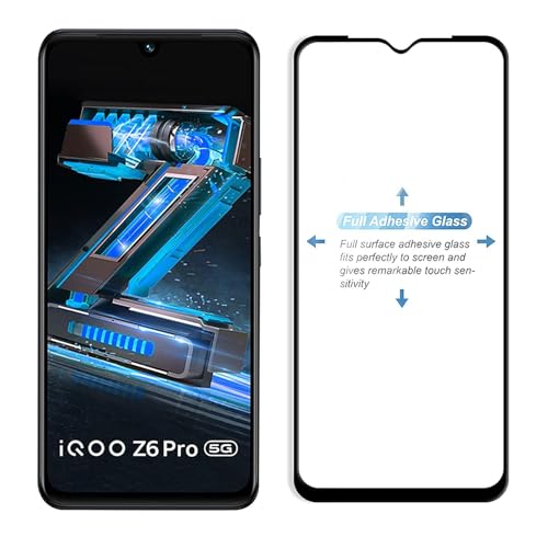 Image of Premium HD+ Tempered Glass Screen Protector Guard Compatible For Iqoo Z6 Pro 5G (6.44 Inch, Pack of 1) | Edge to Edge Coverage With Easy to installation kit for Smartphone