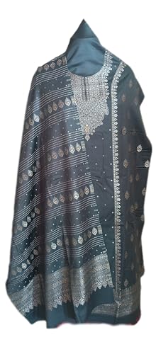 Image of Womens designer woolen suit for women with salwar and kashmiri shawl winter wear kani unstitched fabric set, stylish kurta pant set woollen dress material for women by pure pashmina wooltex
