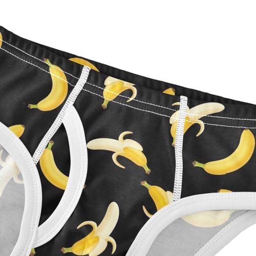 CHIFIGNO Yellow Bananas Black Underwear for Boys Printed Cotton Briefs Little Boy Breathable Underwear Briefs4