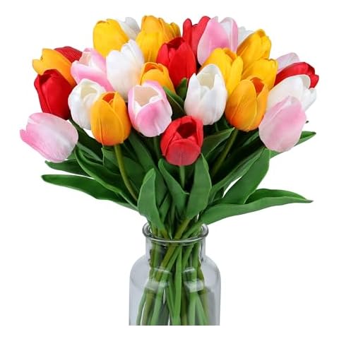 SITUMEIZI Fake Tulips Assorted Colors Flowers Cover