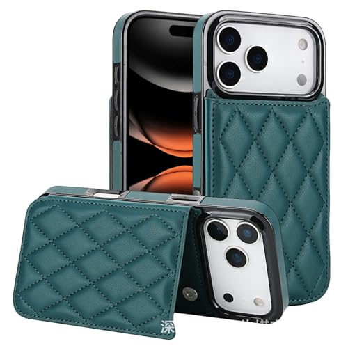 Étui iPhone 17 Pro Max vert foncé clapet rigide anti-rayures