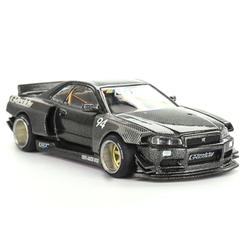 Diecast Model Car Compatible with Kaido House 1:64 Nissan Skyline GT-R (R34) Kaido Works GReddy V2 Black w/Carbon KHMG222