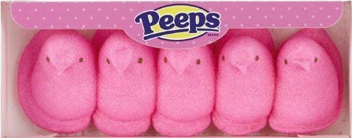 Sweetzo Peeps Chicks Marshmallows, Easter Basket Stuffers, 5 in Each Classic Candies, (Pack of 3) (Pink)