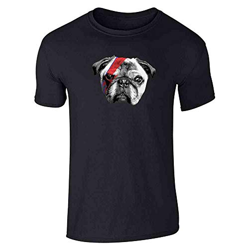 Pop Threads Doggy Stardust Pug Parody Funny Black M Graphic Tee T-Shirt