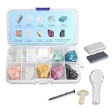 Colidcolor Mohs Hardness Test Kit - Include 10 Rock Mineral Specimens and 2 Unglazed Porcelain Streak Plates, Nail, Copper, Hand Lens for Exploring Identifying Studying Geology and Earth Science