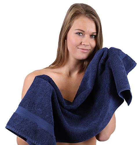 Betz Handtuch 6er Pack Handtücher Set Premium Größe 50x100 cm 100% Baumwolle - gut trocknend, Gute Qualität - ideal für Sport, Strand, Reisen Farbe dunkelblau/hellblau – Bild 4