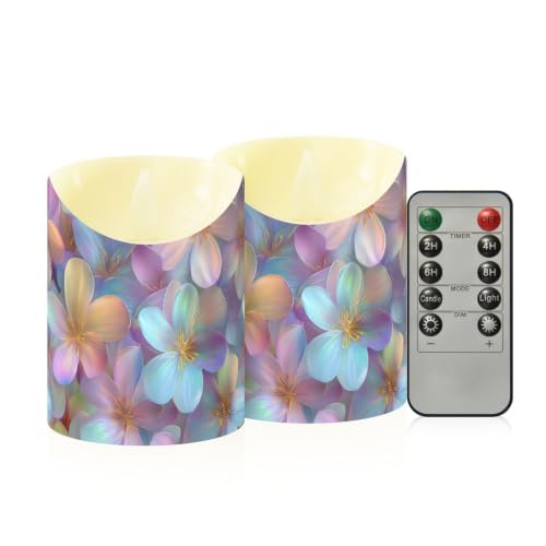 Velas que funcionan con pilas sin llama seguras con diseño floral morado juego de 2