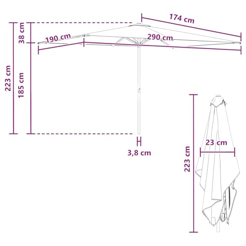 Parasol de jardin rectangulaire anti vent avec base lestée sable - 7