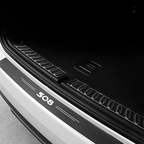 MKPMRAT Fibre Carbone Protection des Pare-Chocs Autocollants, pour Peugeot 508 2011 2012 2013 2014 2015 2016 2017 2018 2019 2020 2021 SW GT RXH, Voiture Anti-Rayures Arrière Plaque de Seuil de Coffre Cover