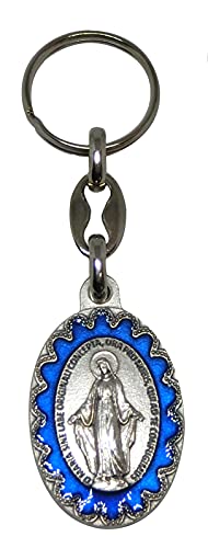 GTBITALY 50.442.31 002lat madre milagrosa original y logo con oración en latín llavero plateado esmaltado a mano efecto abombado