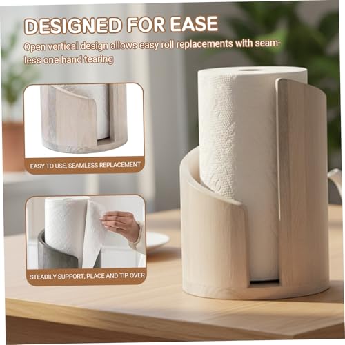 Soporte para toallas de papel de madera con base de fácil acceso de 10x6.5 pulgadas 4