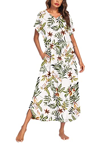 Image of Ekouaer Womens Nightgown Long Nightgowns Full Length Moo Moos with Pockets
