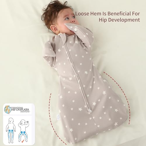Image of insular Baby Transitional Swaddle with 2-Way Zipper Newborn Sleep Sack Arms Up Infant Sleeping Bag Wearable Blanket, Triangle, 3-6 Month