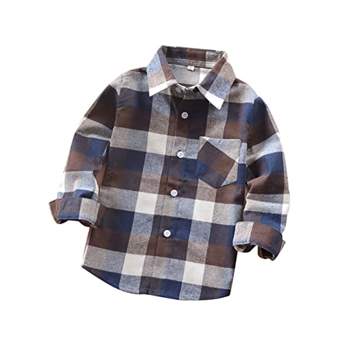Toddler Kids Baby Boys Girls Flannel Plaid Shirt Long Sleeve Button Down Tops Outfits