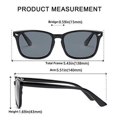 Image of Square Polarized Sunglasses for Women Men Classic Trendy Stylish Sun Glasses 100% UV 400 Lens Protection