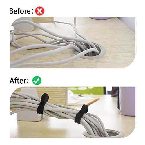 Image of SMART&COOL Reusable Silicone Magnetic Cable Ties for Bundling and Organizing, Holding Stuff, Book Markers, Fridge Magnets, Assorted Color, 7.16'' (10-Pack, Black) | For Bundling and Organizing, Holding Stuff, Book Markers, Fridge Magnets