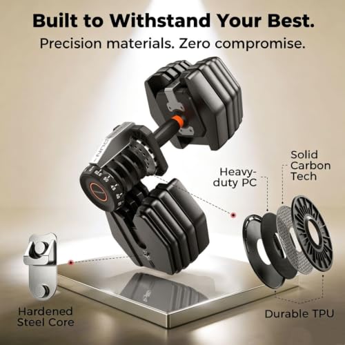 Image of FEIERDUN DB1 QuickDial Adjustable Dumbbell Set, 15-in-1 Adjustable Weights with Storage Box & App, 105lb /52.5lb Quick Change for Drop Set, Superset & HIIT Home Gym, Non-Slip Handles, 3-year Aftersale Service
