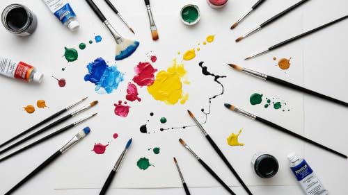 Image of Like it Artist Premium Handmade Professional Mix Painting Brush Set for Acrylic, Watercolor, & Gouache Painting (15 Brushes + 1 Free mop Paintbrush) (Wood), Synthetic Bristle with Brush Holder