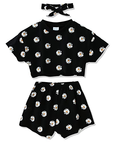 Image of WESIDOM Toddler Girl Clothes Summer Outfit 3Pcs Short Set Headband 6M-6Y | Toddler Girl Clothes 12 Month Girl Clothes Toddler Girls Summer Outfit Set Daily Playwear 3 Pcs Baby Clothing