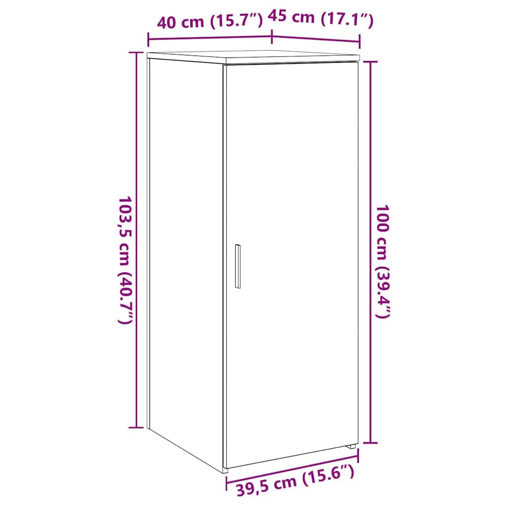 Armadio portaoggetti, nero, in legno, 40 x 45 x 103,5 cm, con ripiano e porta, armadio da ufficio per documenti e documenti, armadio multiuso per la casa e la cantina