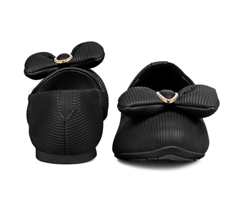 Image of LOUIS STITCH Women's Stylish Bow Ballerina Flats | Premium Closed-Toe Flat Sandals| Comfort Ballerina for Office & Everyday Style| LS-LDCF-010