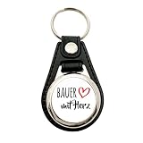 huuraa Schlüsselanhänger Bauer mit Herz Anhänger Metall mit Kunstleder mit Motiv für die tollsten Menschen Geschenk Idee für Freunde und Familie