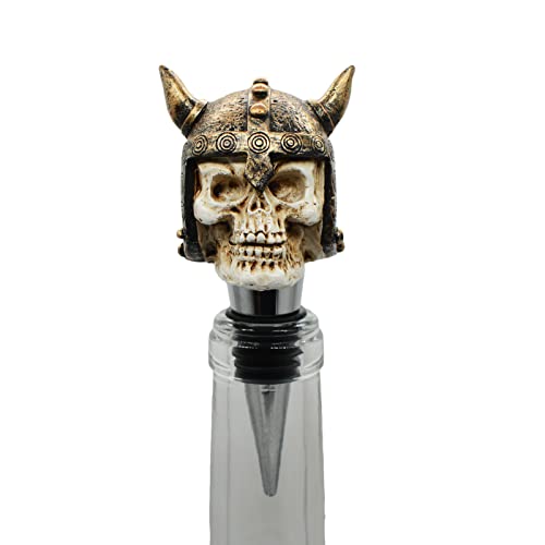 Wine Bottle Stopper Horns Helmet Viking Skull Decorative Beverage Wine Cork For Man Housewarming Gift,Christmas,Thanksgiving,Bronze #TOP3