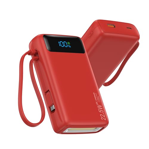 Nusyddy Portable Charger 27000mAh 22.5W w/Built-in Cable...
