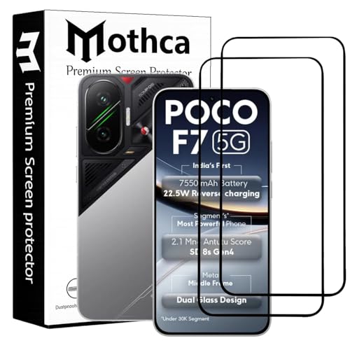 Image of Mothca Advance Military-Grade Tempered Glass Screen Protector Compatible for Poco F7 with Edge to Edge Coverage - Case Friendly, Anti-Scratch & Bubble-Free Installation Kit (Pack of 2)