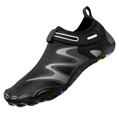 Zapatos Acuáticos Masculinos para Mujeres, Zapatos de Surf de Playa Descalzos, Calcetines de Yoga Acuático de Secado Rápido, Negro, 40