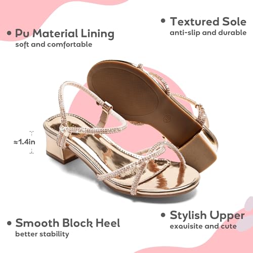 Girls Sandals Low Heels Girl Dress Shoes Open Toe Flower Girl Wedding Party for Toddler Little Big Kid3