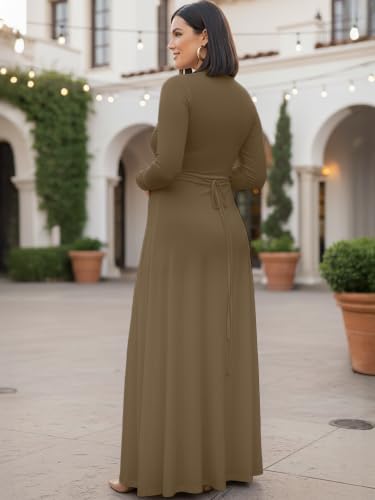 Image of KOH KOH Womens Maternity Long Sleeve V-Neck Flowy Winter Maxi Dress Gown
