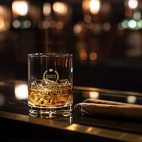 2003 Whiskey Glasses,21th Birthday Gifts for Women,Men,Bridesmaid,Mothers Fathers Day Gift,Bourbon Glass For 21 Years Old,Wedding Anniversary Holidays Decoration,Retirement