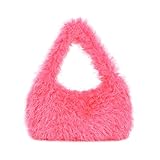 OPLERT Bolsos hobo de pelo sintético mullido para mujer, bolsos de peluche modernos y bonitos