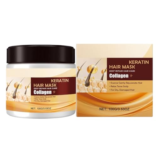 Máscara para el cabello para el cabello dañado, máscara para el cabello de queratina, tratamiento de cabello seco, ingredientes nutritivos, fórmula hidratante, 100 g, ideal para la recuperación del tr