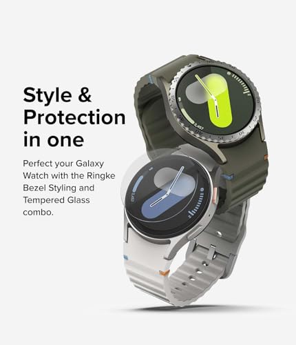 Image of Ringke Bezel Styling & Glass Compatible with Samsung Galaxy Watch 7 40mm [Combo] Anti-Scratch Stainless Steel Frame Ring Cover with HD Clear Tempered Glass Screen Protector - 40-01 (ST) Silver