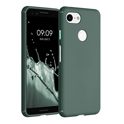 kwmobile Funda para Google Pixel 3 Carcasa - Ultrafina de TPU y Silicona con Bordes elevados anticaídas - Verde Bosque