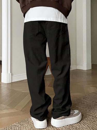 Verdusa Men's Casual Drawstring Elastic Waist Wide Leg Pants Long Trousers with Pockets2