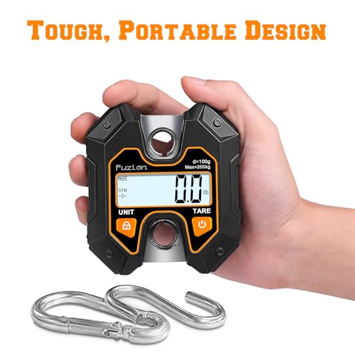 fuzion mini crane scale - hanging scale 440lb200kg1960n deer scale with large lcd display hold amp tare functions for hunting farms fishing no setup required
