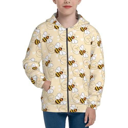 Small Bees Kid Hoodies Boys Zip Up Sweatshirts Girls Pullover with Pocket3
