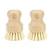WISH Natural Cleaning Scrub Brush for Cast Iron Skillet Pots Pans - Made of 100% Bamboo Handle and Coconut Bristles (2 Pack)