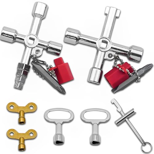 AHEJIOO 7PC Set, Heizungsentlüftungsschlüssel Set, Schaltschrankschlüssel, Dreikantschlüssel, 4Kant Schlüssel, Dreikantschlüssel für Absperrpfosten Wasserhahn Schlüssel, für Wasser Stromzähler Aufzüge