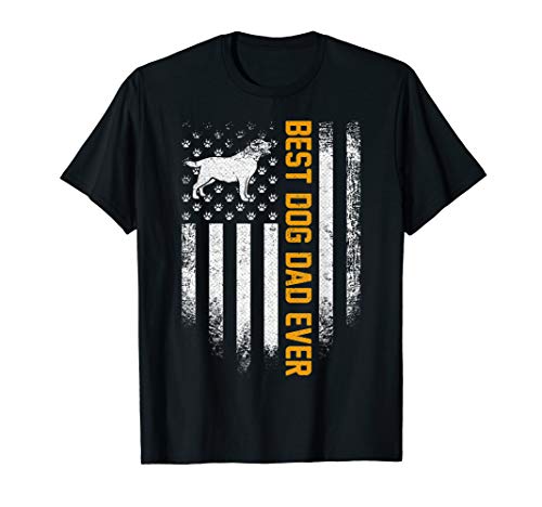 Vintage USA Best Labrador Retriever Dad Ever American Flag T-Shirt