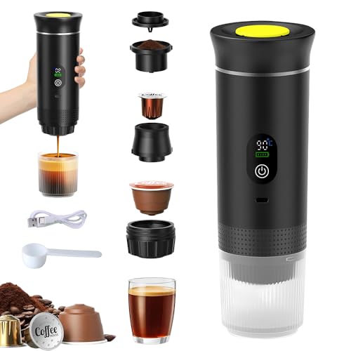 DAJASD 3 en 1 Cafetera Portátil, 12V Cafetera Espresso Portátil, Cafetera Espresso Eléctrica Portátil con USB-C con Cápsula y café molido para RV, Acampada, Senderismo, Oficina y Hogar(Negro) DAJASD 3 en 1 Cafetera Portátil, 12V Cafetera Espresso Portátil, Cafetera Espresso Eléctrica Portátil con USB-C con Cápsula y café molido para RV, Acampada, Senderismo, Oficina y Hogar(Negro)