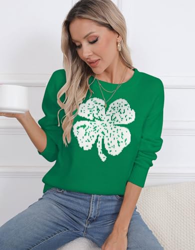 Image of Womens American Flag Sweater Crew Neck Casual Pullover Sweater