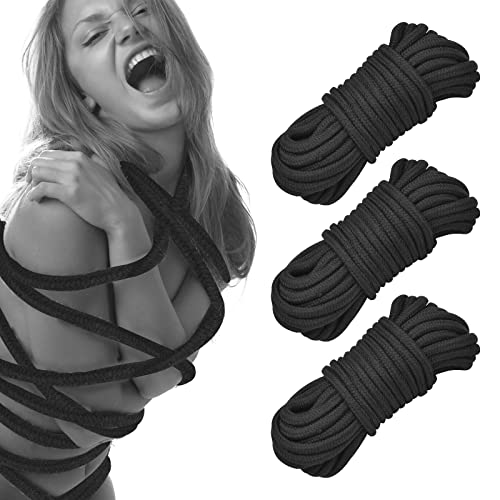 3Pack Soft Cotton-Rope Black Sex Bondage Kit Bdsm Beginner Set Shibari Bondage Ropes Restraint Kit Fetish Adult Sex Toys For Women Men And Couples #TOP2