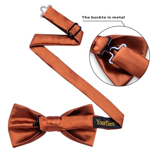 Image of YourTies Bow Ties for Men Pretied Bowties Solid Color Satin Bow Tie Formal Business Tuxedo Wedding Party Prom